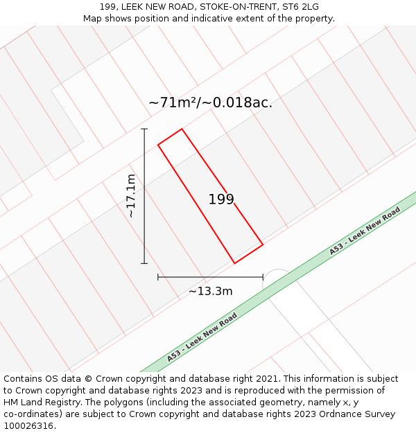 199, LEEK NEW ROAD, STOKE-ON-TRENT, ST6 2LG: Plot and title map