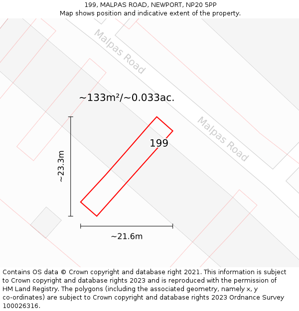 199, MALPAS ROAD, NEWPORT, NP20 5PP: Plot and title map