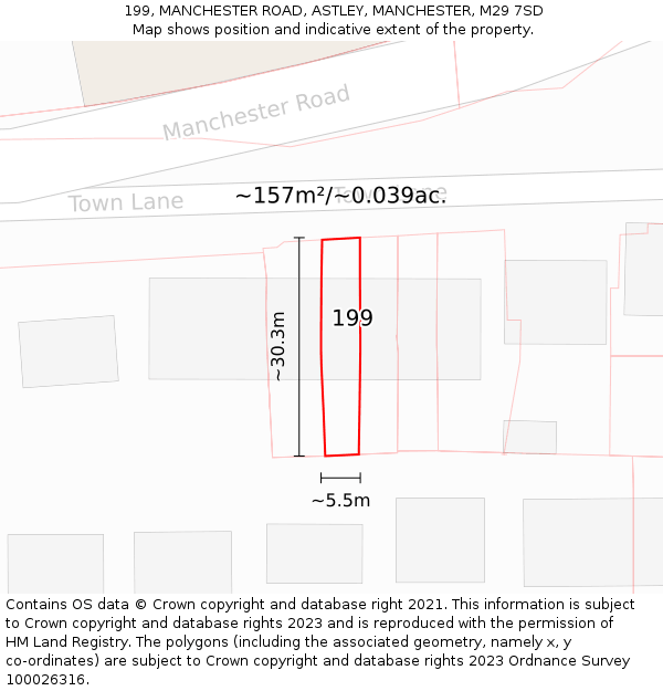 199, MANCHESTER ROAD, ASTLEY, MANCHESTER, M29 7SD: Plot and title map