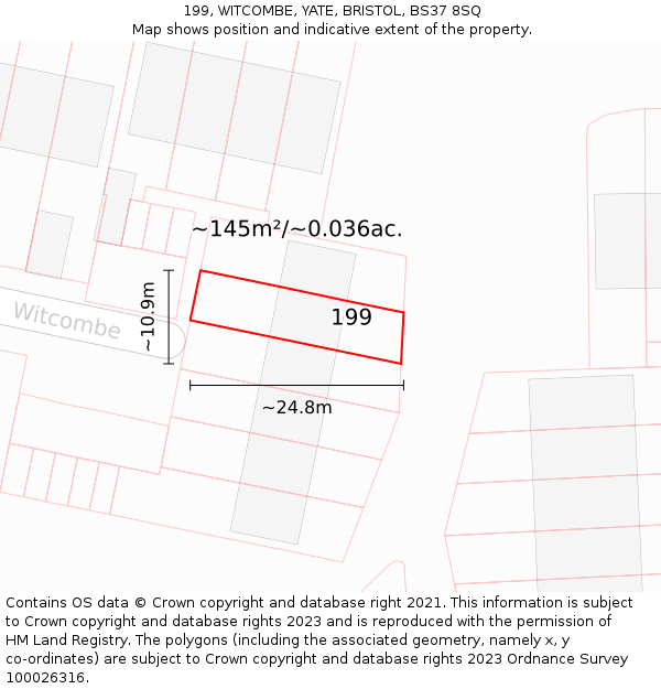 199, WITCOMBE, YATE, BRISTOL, BS37 8SQ: Plot and title map