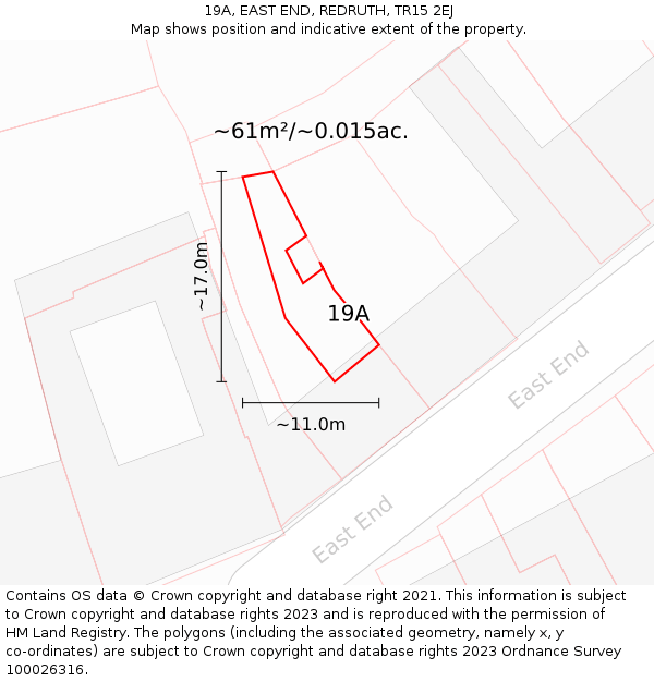 19A, EAST END, REDRUTH, TR15 2EJ: Plot and title map