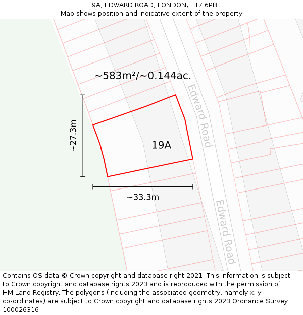 19A, EDWARD ROAD, LONDON, E17 6PB: Plot and title map