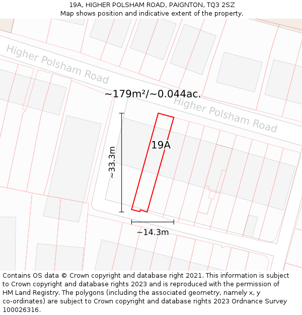19A, HIGHER POLSHAM ROAD, PAIGNTON, TQ3 2SZ: Plot and title map