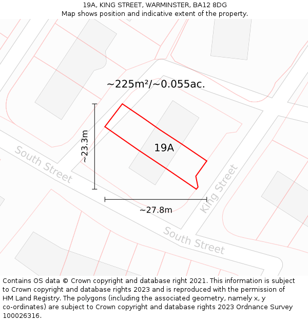 19A, KING STREET, WARMINSTER, BA12 8DG: Plot and title map