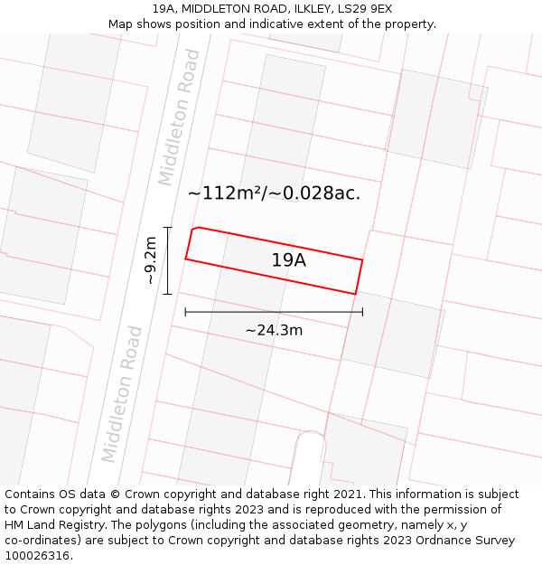 19A, MIDDLETON ROAD, ILKLEY, LS29 9EX: Plot and title map