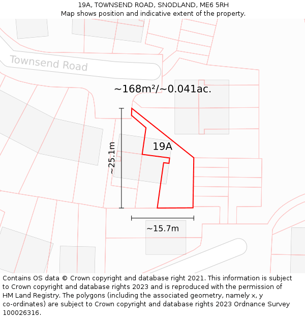 19A, TOWNSEND ROAD, SNODLAND, ME6 5RH: Plot and title map