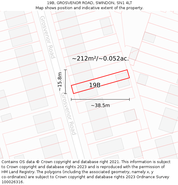 19B, GROSVENOR ROAD, SWINDON, SN1 4LT: Plot and title map