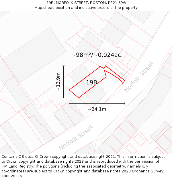 19B, NORFOLK STREET, BOSTON, PE21 6PW: Plot and title map