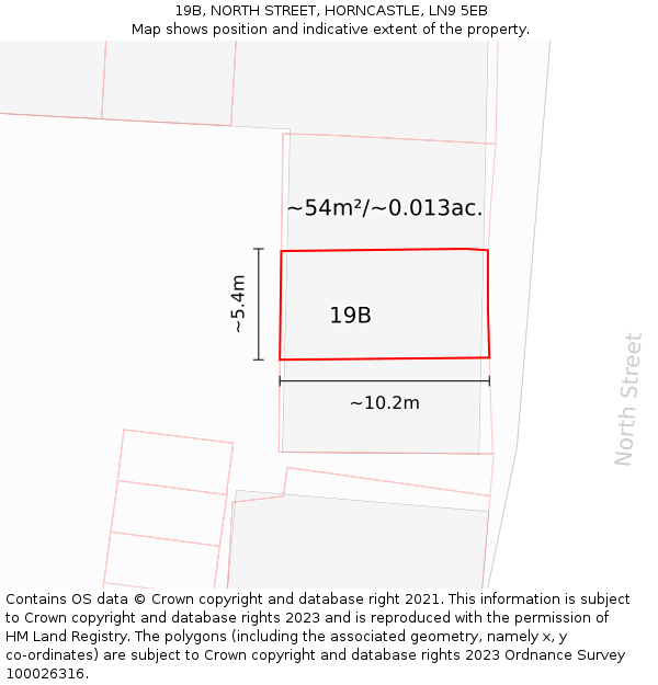 19B, NORTH STREET, HORNCASTLE, LN9 5EB: Plot and title map