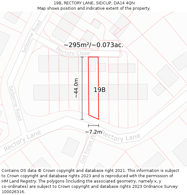 19B, RECTORY LANE, SIDCUP, DA14 4QN: Plot and title map