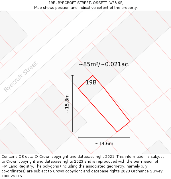 19B, RYECROFT STREET, OSSETT, WF5 9EJ: Plot and title map