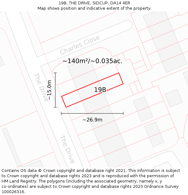 19B, THE DRIVE, SIDCUP, DA14 4ER: Plot and title map
