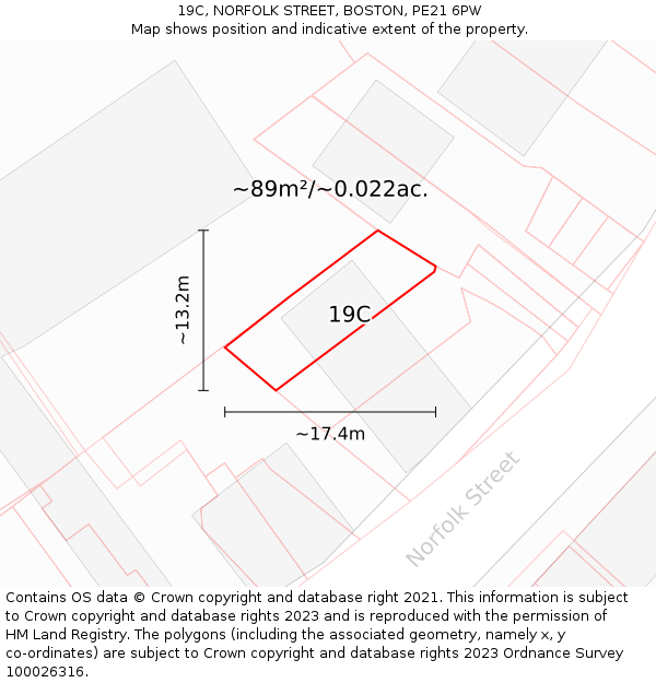 19C, NORFOLK STREET, BOSTON, PE21 6PW: Plot and title map
