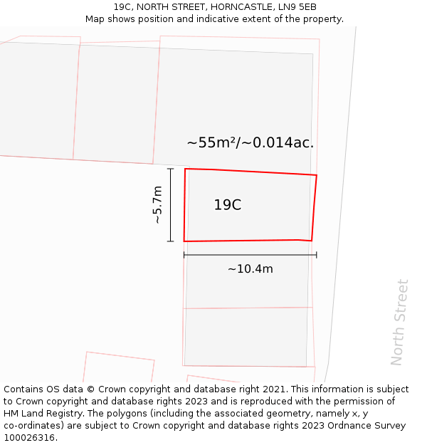19C, NORTH STREET, HORNCASTLE, LN9 5EB: Plot and title map