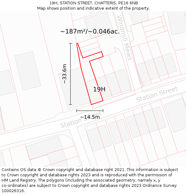 19H, STATION STREET, CHATTERIS, PE16 6NB: Plot and title map