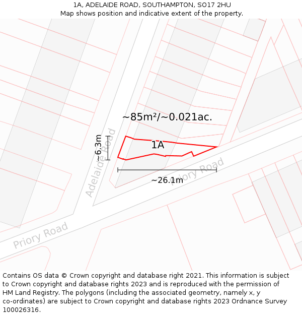 1A, ADELAIDE ROAD, SOUTHAMPTON, SO17 2HU: Plot and title map