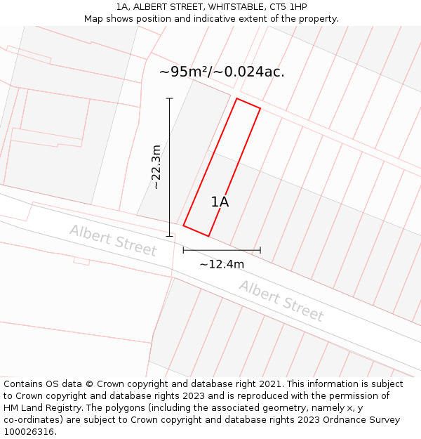 1A, ALBERT STREET, WHITSTABLE, CT5 1HP: Plot and title map