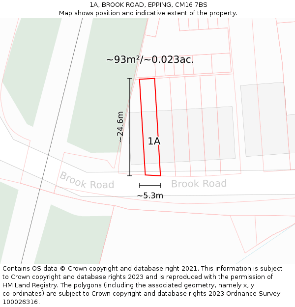1A, BROOK ROAD, EPPING, CM16 7BS: Plot and title map