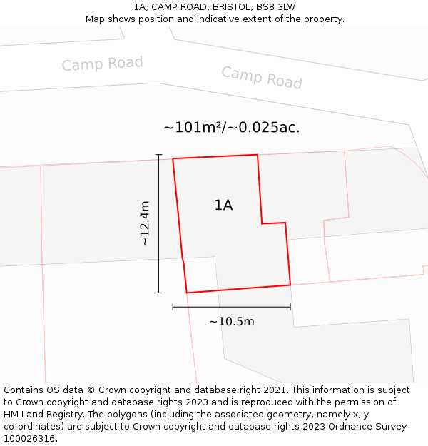 1A, CAMP ROAD, BRISTOL, BS8 3LW: Plot and title map