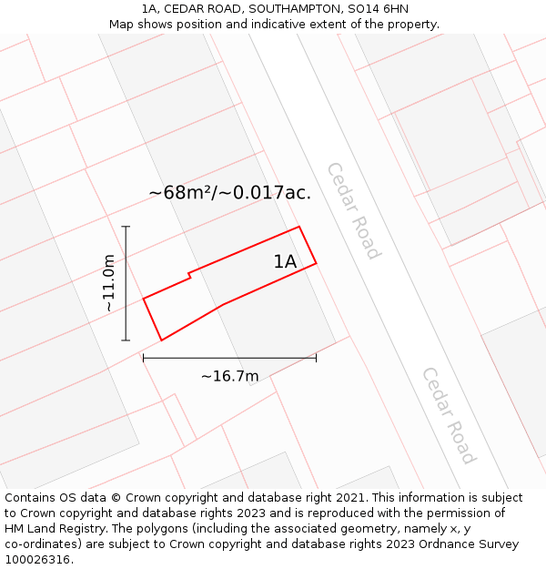 1A, CEDAR ROAD, SOUTHAMPTON, SO14 6HN: Plot and title map