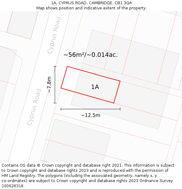 1A, CYPRUS ROAD, CAMBRIDGE, CB1 3QA: Plot and title map