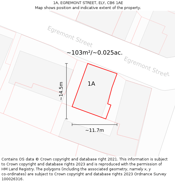 1A, EGREMONT STREET, ELY, CB6 1AE: Plot and title map
