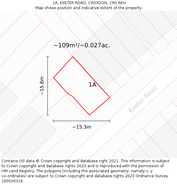 1A, EXETER ROAD, CROYDON, CR0 6EH: Plot and title map