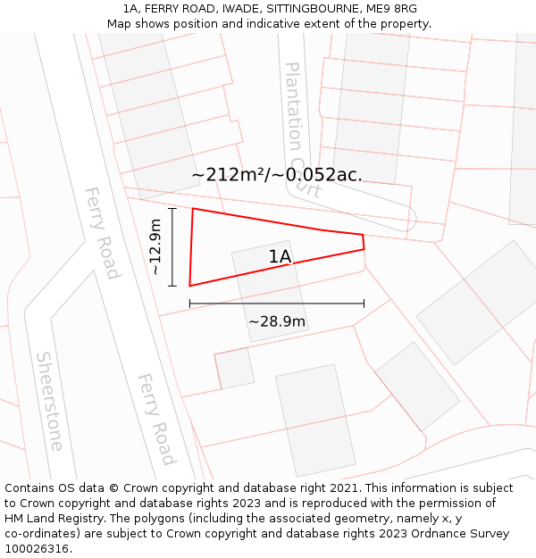1A, FERRY ROAD, IWADE, SITTINGBOURNE, ME9 8RG: Plot and title map