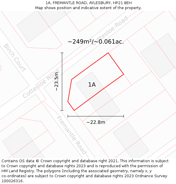 1A, FREMANTLE ROAD, AYLESBURY, HP21 8EH: Plot and title map
