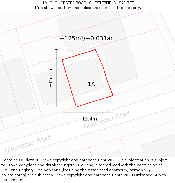 1A, GLOUCESTER ROAD, CHESTERFIELD, S41 7EF: Plot and title map