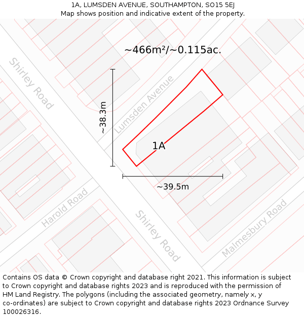 1A, LUMSDEN AVENUE, SOUTHAMPTON, SO15 5EJ: Plot and title map