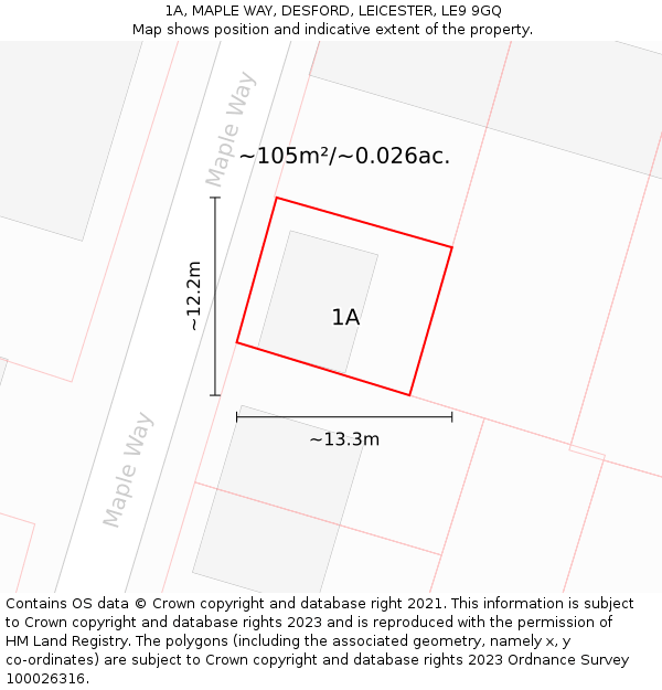 1A, MAPLE WAY, DESFORD, LEICESTER, LE9 9GQ: Plot and title map