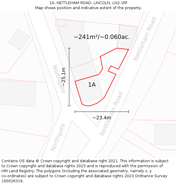 1A, NETTLEHAM ROAD, LINCOLN, LN2 1RF: Plot and title map