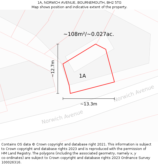 1A, NORWICH AVENUE, BOURNEMOUTH, BH2 5TG: Plot and title map