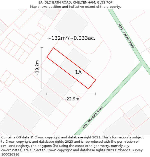 1A, OLD BATH ROAD, CHELTENHAM, GL53 7QF: Plot and title map