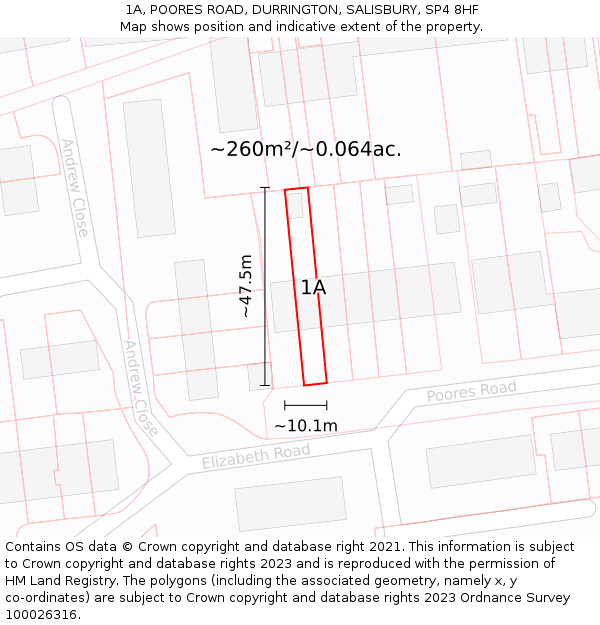 1A, POORES ROAD, DURRINGTON, SALISBURY, SP4 8HF: Plot and title map