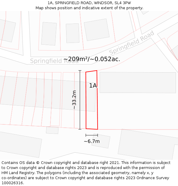 1A, SPRINGFIELD ROAD, WINDSOR, SL4 3PW: Plot and title map