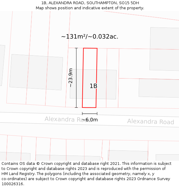 1B, ALEXANDRA ROAD, SOUTHAMPTON, SO15 5DH: Plot and title map