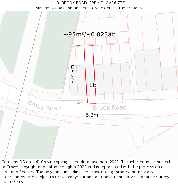 1B, BROOK ROAD, EPPING, CM16 7BS: Plot and title map