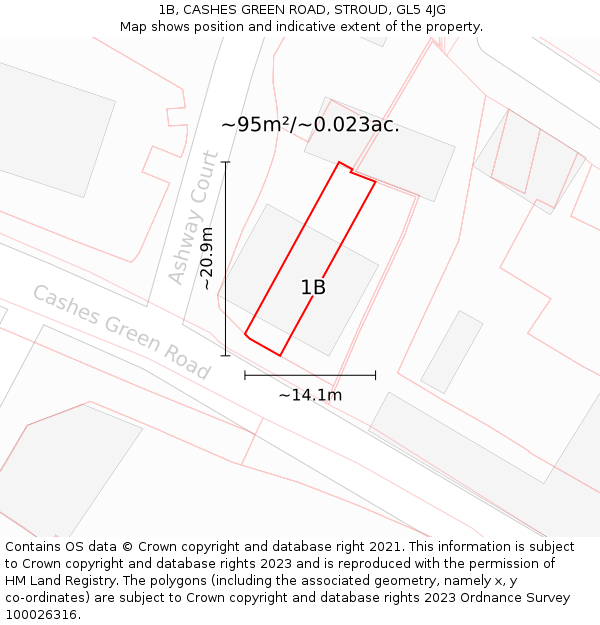 1B, CASHES GREEN ROAD, STROUD, GL5 4JG: Plot and title map