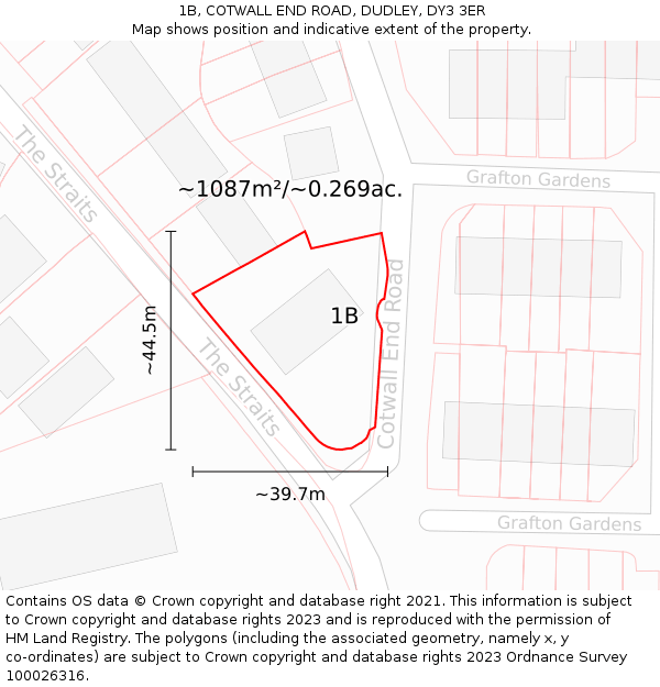 1B, COTWALL END ROAD, DUDLEY, DY3 3ER: Plot and title map