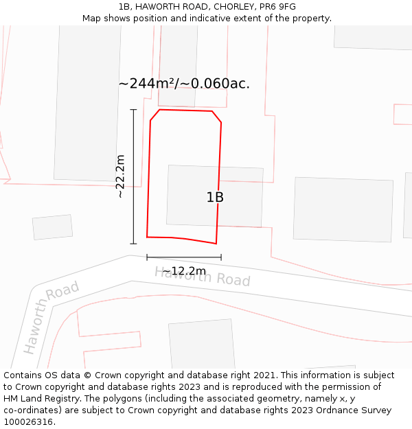 1B, HAWORTH ROAD, CHORLEY, PR6 9FG: Plot and title map