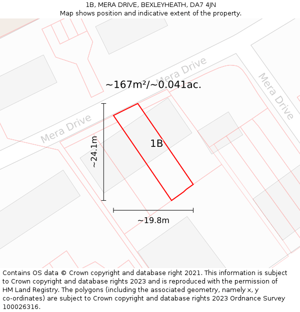 1B, MERA DRIVE, BEXLEYHEATH, DA7 4JN: Plot and title map