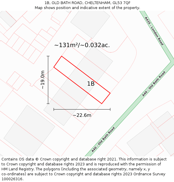 1B, OLD BATH ROAD, CHELTENHAM, GL53 7QF: Plot and title map
