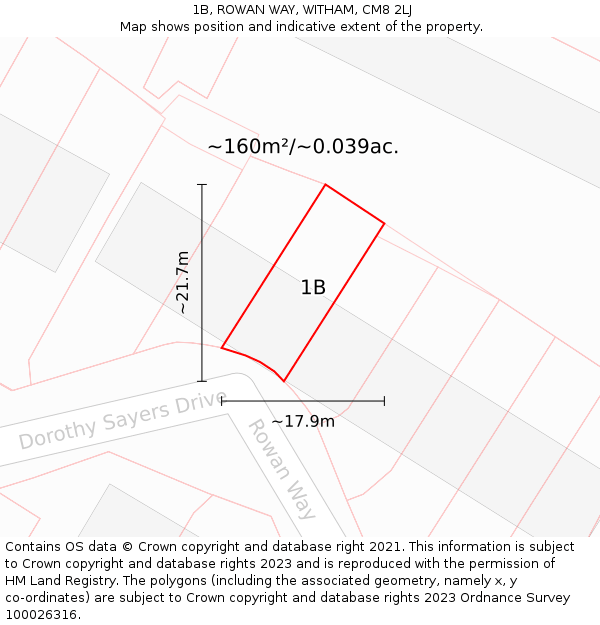 1B, ROWAN WAY, WITHAM, CM8 2LJ: Plot and title map