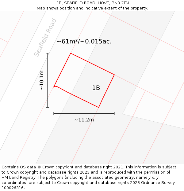 1B, SEAFIELD ROAD, HOVE, BN3 2TN: Plot and title map