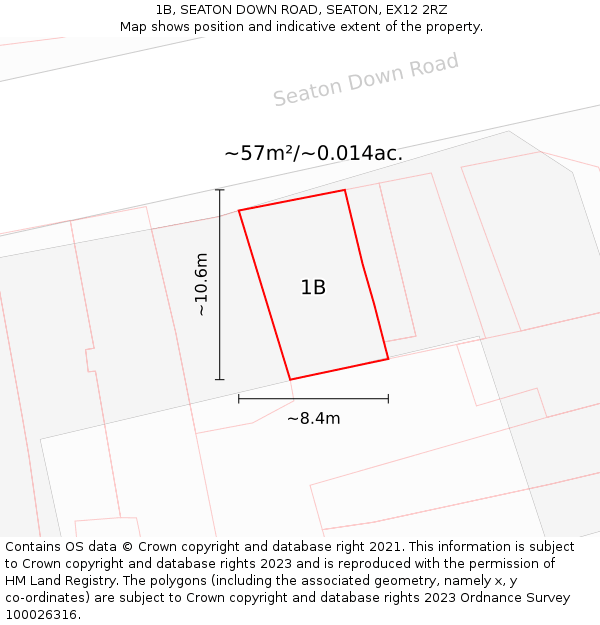 1B, SEATON DOWN ROAD, SEATON, EX12 2RZ: Plot and title map