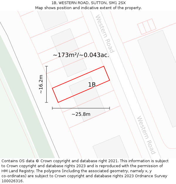 1B, WESTERN ROAD, SUTTON, SM1 2SX: Plot and title map
