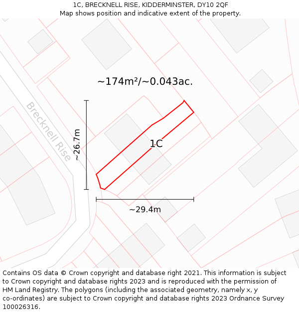 1C, BRECKNELL RISE, KIDDERMINSTER, DY10 2QF: Plot and title map