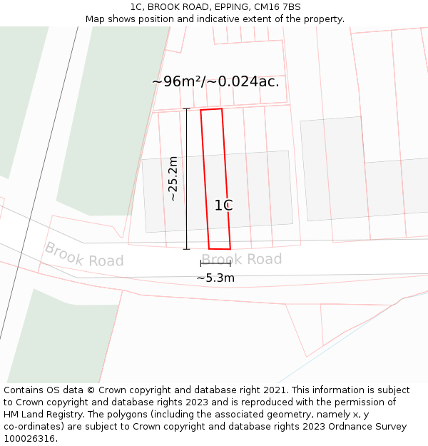 1C, BROOK ROAD, EPPING, CM16 7BS: Plot and title map